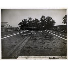 Swimming Pool (first) - Students participating in 'The Rescue Race' [Hawkesbury Agricultural College (HAC)]
