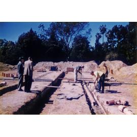 Olympic Swimming Pool - Construction (print 02 of 18) - Laying under pool drainage pipes [Hawkesbury Agricultural College (HAC)]