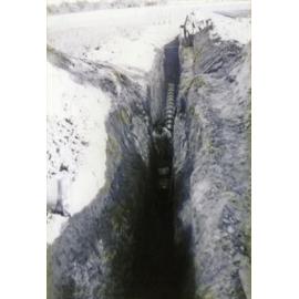 Olympic Swimming Pool - Construction (print 10 of 18) - Drainage line from pool to the College main drain running through the vegetable garden [Hawkesbury Agricultural College (HAC)]