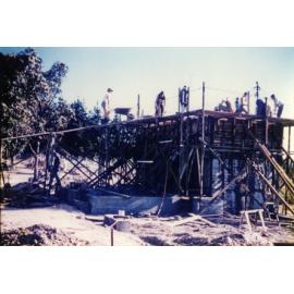 Olympic Swimming Pool - Construction (print 12 of 18) - Students and staff pouring concrete for the top section of the filter bed well for the filtration plant [Hawkesbury Agricultural College (HAC)]
