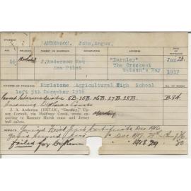 ANDERSON, John Angus (First Year Certificate & Second Year Certificate - Agriculture)