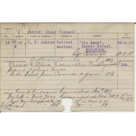 ANDREW, Edgar Richard (First Year Certificate - Agriculture)