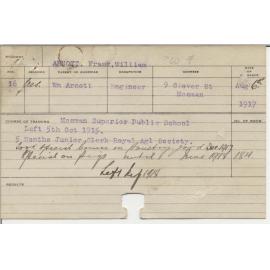 ARNOTT, Frank William (Special Courses - Poultry & Piggery)