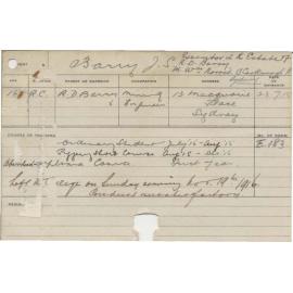 BARRY, J S (Hawkesbury Diploma of Agriculture (HDA))