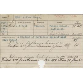 BELL, Arthur James (Hawkesbury Diploma of Agriculture (HDA))