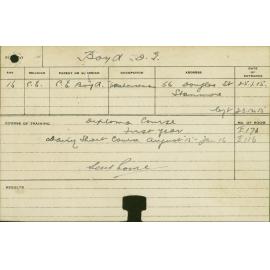 BOYD, Douglas G (Hawkesbury Diploma of Agriculture (HDA) - First year - Short course - Dairy)