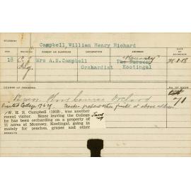 CAMPBELL, William Henry Richard (Short Course - Orchard)