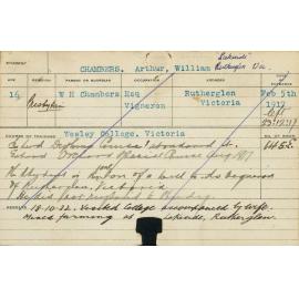 CHAMBERS, Arthur William (Special Course - Orchard)