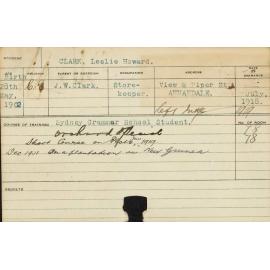 CLARK, Leslie Howard (Special Course - Orchard & Short course - Plots)