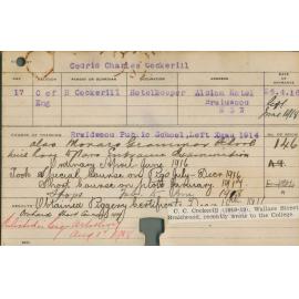 COCKERILL, Cedric Charles (Course - Ordinary, Special course - Dairy and Piggery and Experimental plots, Shops, Short Course - Orchard, Certificate - Piggery)