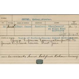 COPPEL, Sydney Abraham (Hawkesbury Diploma of Agriculture (HDA))