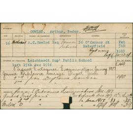 COWLED, Arthur Baden (Certificate - First & Second year)
