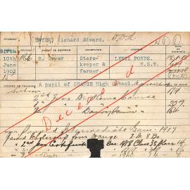 DWYER, Richard Edward (Hawkesbury Diploma of Agriculture (HDA) & Dairy Certificate)