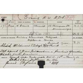 EVANS, RW (Hawkesbury Diploma of Agriculture (HDA))