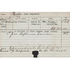 GILMORE, John Reginald (First Year Diploma Course)