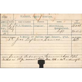 GLASSON, Leslie Charles (First Year Diploma Course)