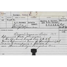 GORMAN, Rowan K (Special courses - Experimental Plots & Shops)