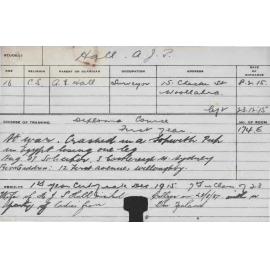 HALL, AJP (Hawkesbury Diploma of Agriculture (HDA) (First Year Certificate))