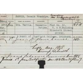 HARRIS, Donald Franklyn (First year diploma course)