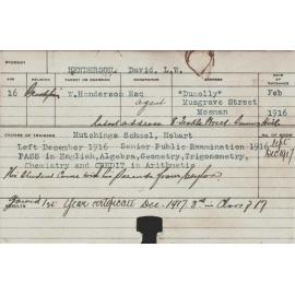 HENDERSON, David LW (First year certificate)