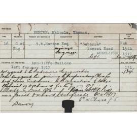 HORTON, Malcolm Thomas (Short course - Orchard and Dairy & Plots)