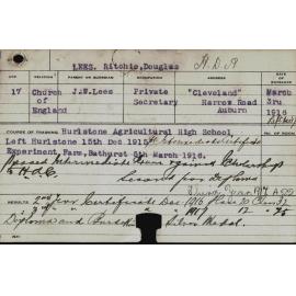 LEES, Ritchie Douglas (Hawkesbury Diploma of Agriculture (HDA))