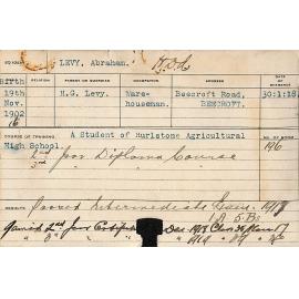 LEVY, Abraham (Hawkesbury Diploma of Agriculture (HDA))