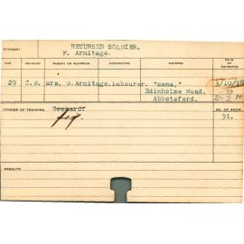 ARMITAGE, F (Short Course - Piggery)