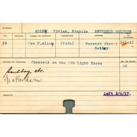 ALLEY, Vivian Francis (Short Course - Poultry)