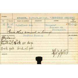 Bullock, Herbert Arthur (Short Course - Poultry Farming)