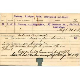 CARNEY, Richard Robt (Short Course - Engineers & Orchard)