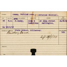 CASEY, Patrick John (Short Course - Poultry Farm)