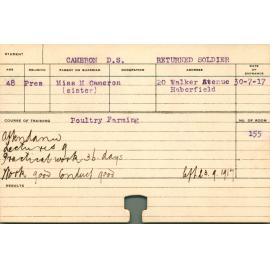 CAMERON, DS (Short Course - Poultry Farming)