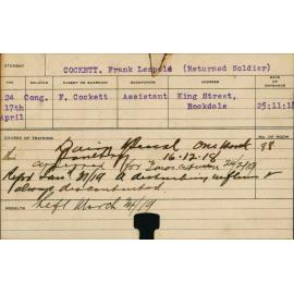 Cockett, Frank Leopold (Special Course -Dairy, Poultry)