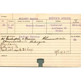 ELLIOTT, George (Short Course - Poultry Farming)