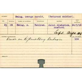 EWING, George Harold (Short Course - Poultry )