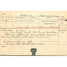 FRASER, DW (Short Course - Poultry)