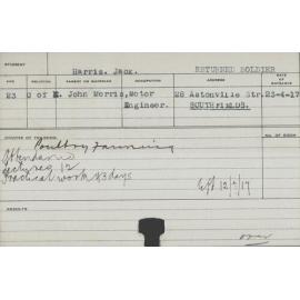 Harris, Jack (Short Course - Poultry Farming)