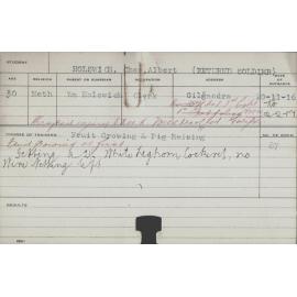Holswich, Charles Albert (Short Course - Fruit Growing & Pig Raising)