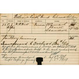 Hunt, William Keith (Short Course - Poultry Farming & Orchard)