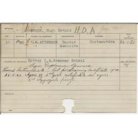 ANDERSON, Hugh Donald (Hawkesbury Diploma of Agriculture (HDA))
