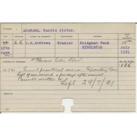 ANDREWS, Harold Victor (General Practical Course)