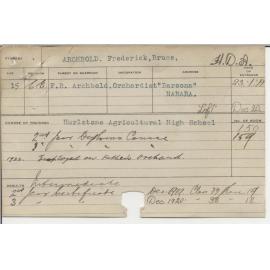 ARCHBOLD, Frederick Bruce (Hawkesbury Diploma of Agriculture (HDA))
