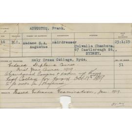 AUGUSTUS, Frank E (Hawkesbury Diploma of Agriculture (HDA))