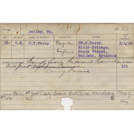 BAILEY, W M (Hawkesbury Diploma in Dairying (HDD) (Dux))