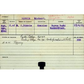 BINNIE, Richard (Short Course - Piggery)