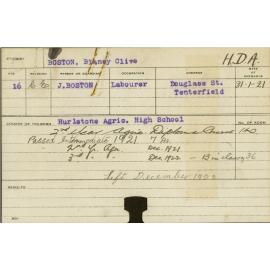 BOSTON, Blaney Clive (Hawkesbury Diploma of Agriculture (HDA))