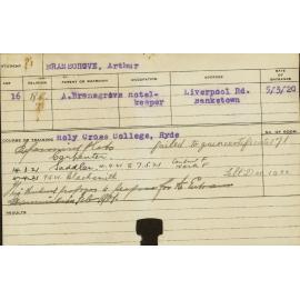 BRANSGROVE, Arthur (Special courses - Experimental Plots and Carpentry and Saddlery and Blacksmith)