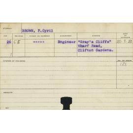 BROWN, F Cyril (Course Not Identified)