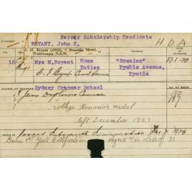 BRYANT, John H (Hawkesbury Diploma of Agriculture (HDA) (College Honours Medal))